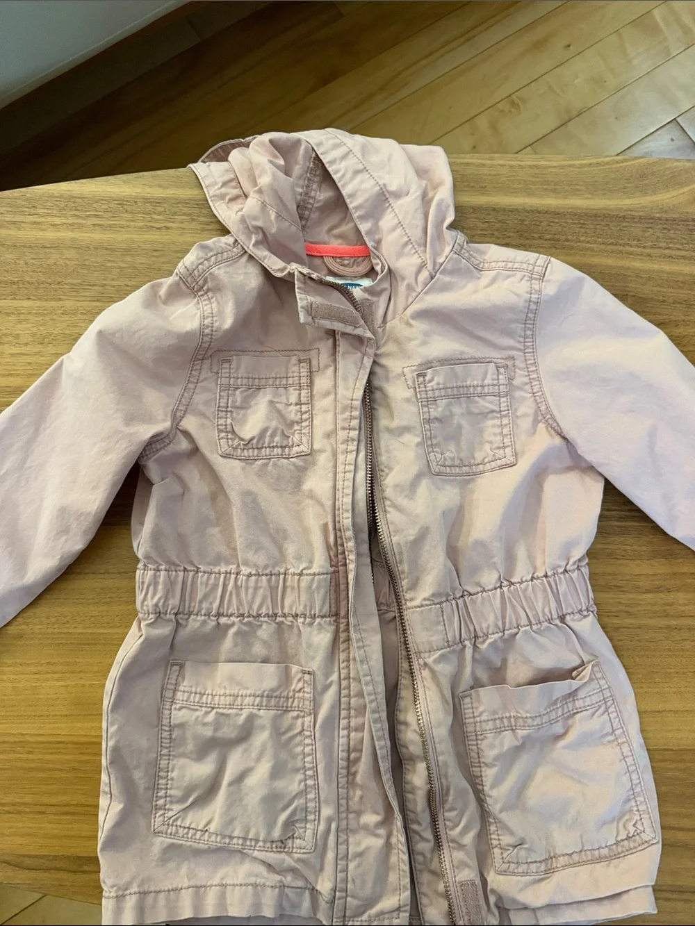 Old Navy Pale Pink Hooded Kids Raincoat